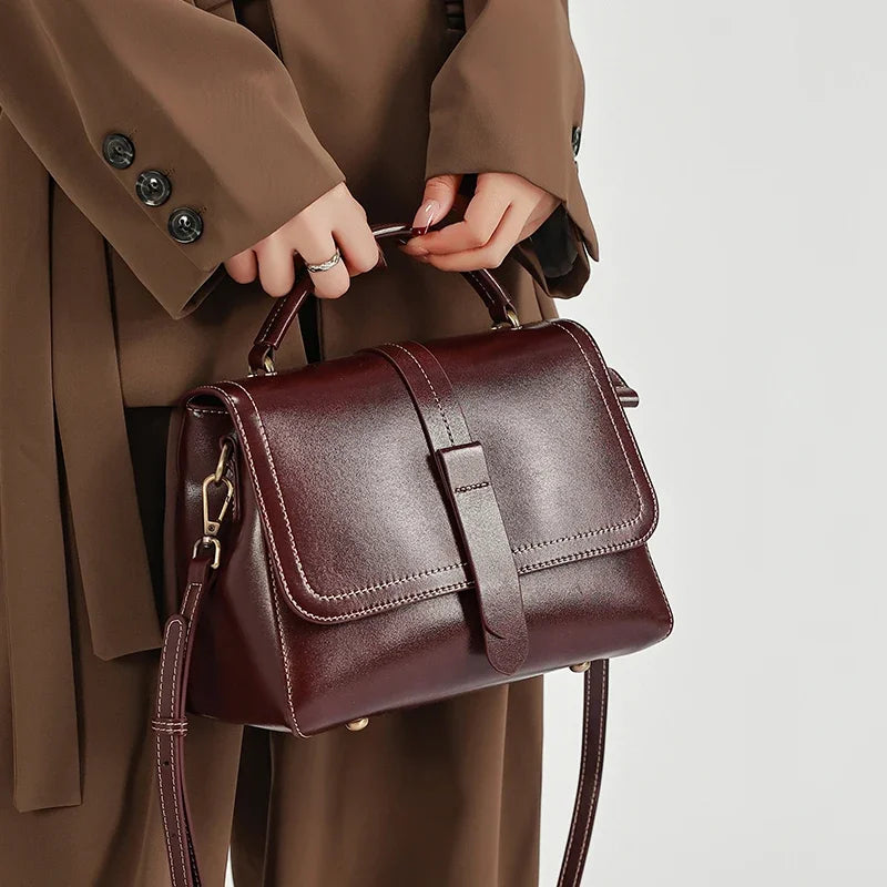 Sac à main cuir véritable vintage – Bandoulière & Épaule