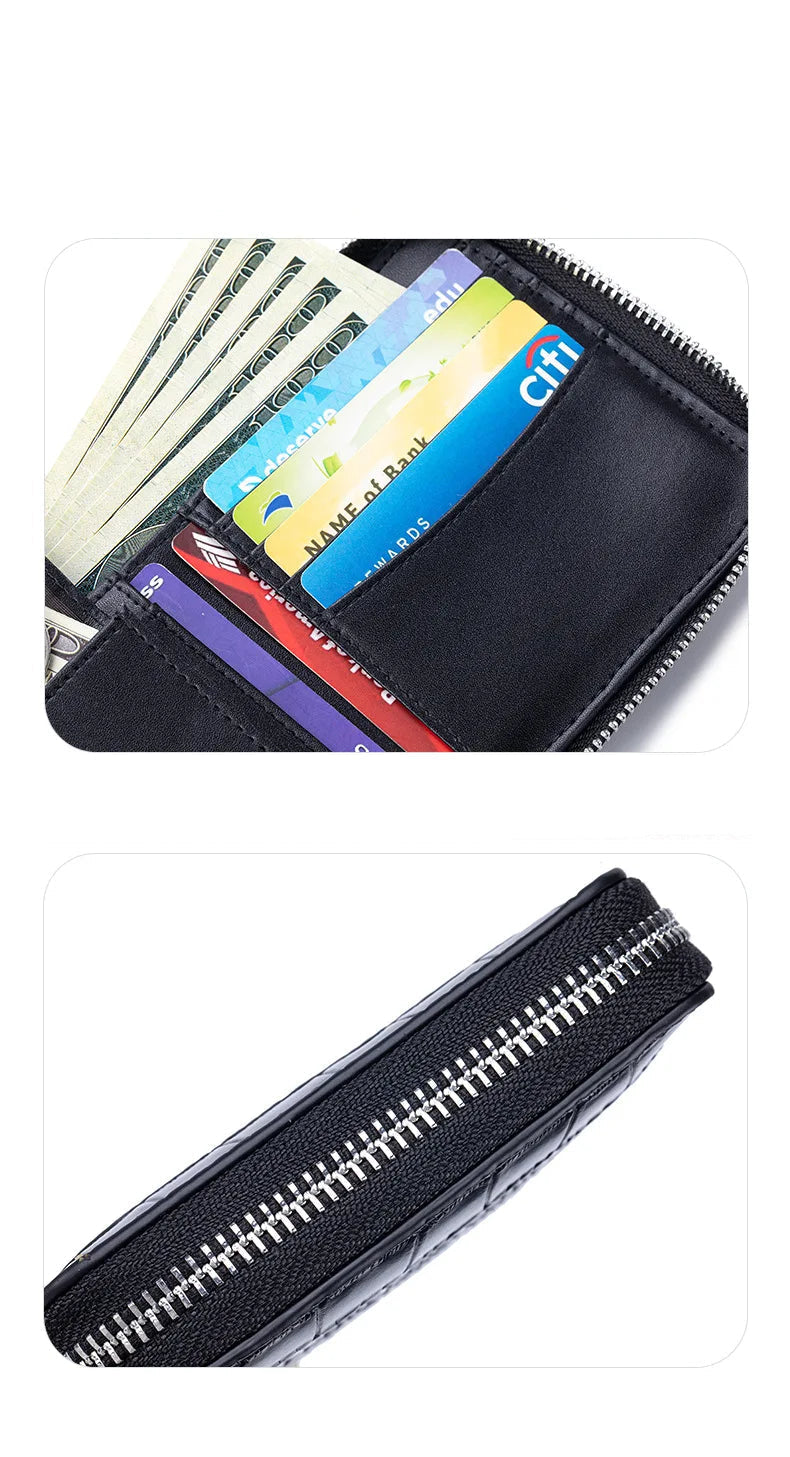 Portefeuille en cuir véritable – Motif alligator, protection RFID,8 compartiments