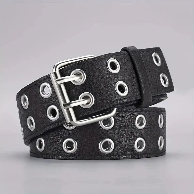 Ceinture Tendance Double Trou — Style Y2K Punk Rock, Sans Poinçon, 110 cm MYNELIA