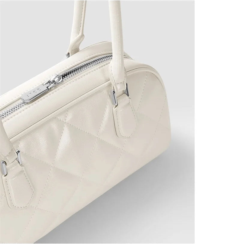 GOLF QUALITY Elegante weiche PU-Leder Boston Tasche für Damen Einzelschulter Umhängetasche Einfarbige Handtasche Sling Umhängetasche