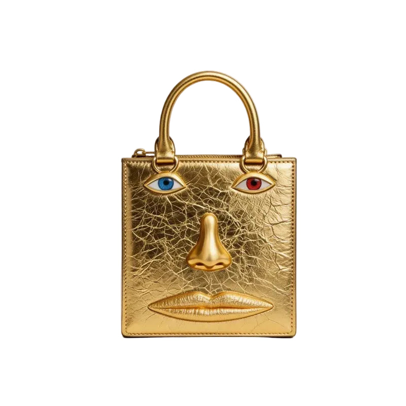 Sac bandoulière femme à visage décoratif et yeux bijoux
