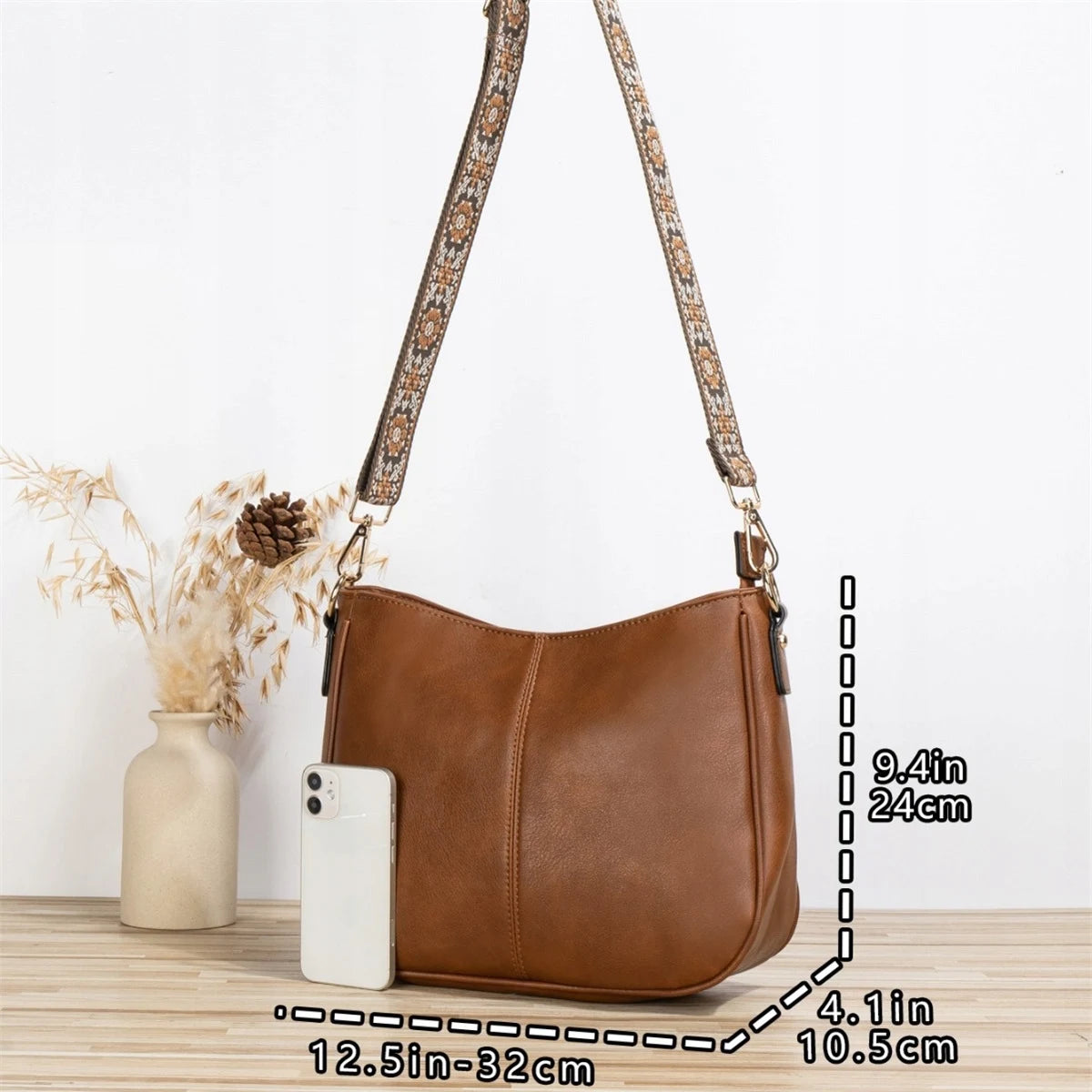 Sac à main en cuir vegan Éco-Responsable – Forme rectangulaire, Poche Zip