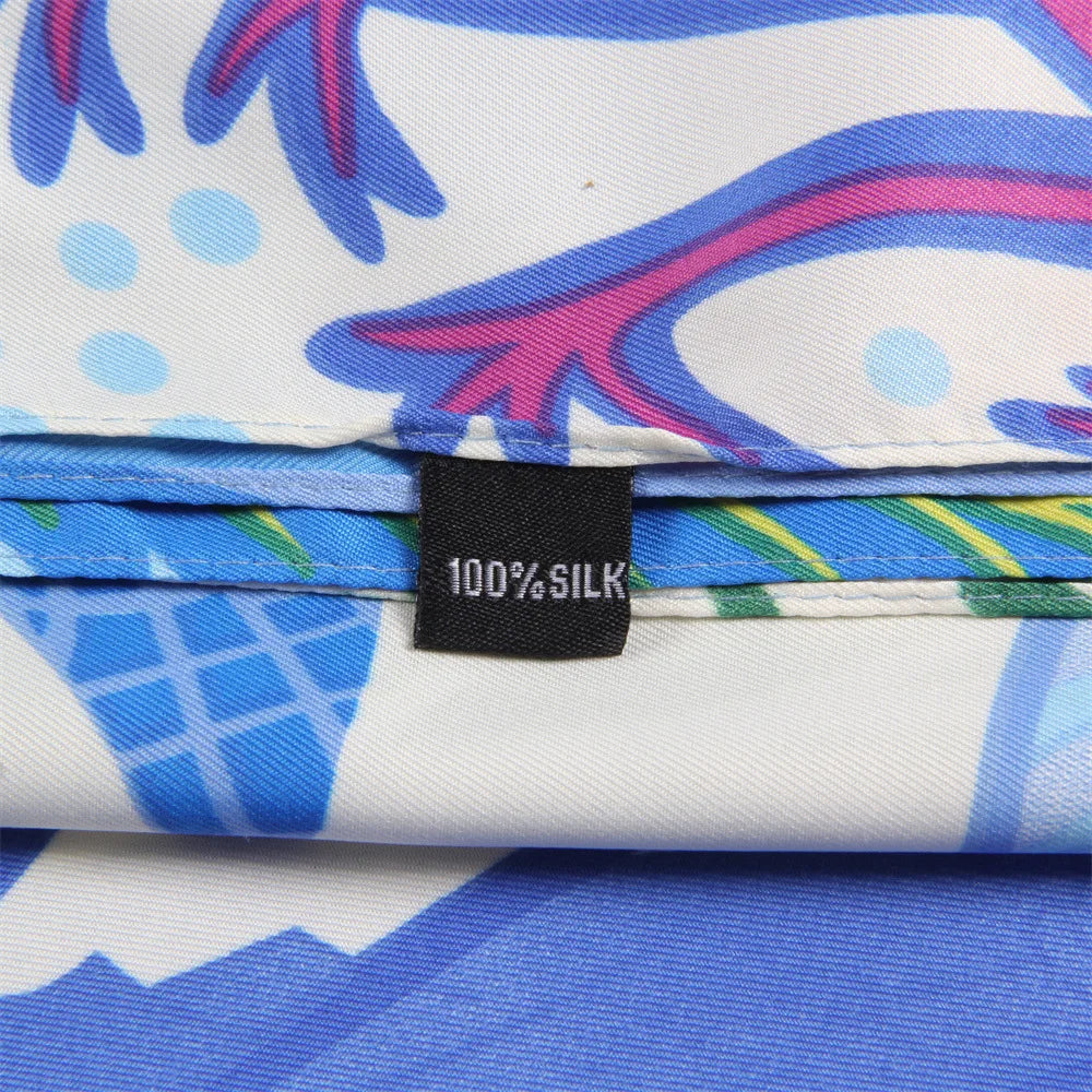 Foulard Soie Twill 100% Motif Monde Sous-Marin Châle Multiport
