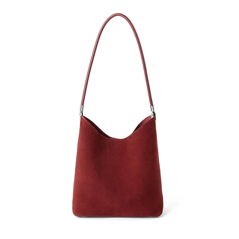 Sac hobo femme en cuir de vache véritable – Forme Bucket, Fermeture Magnétique MYNELIA