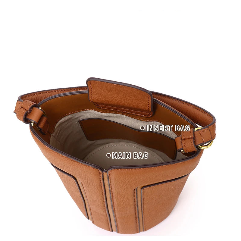 Sac seau cuir vache femme – Triple Port Bandoulière