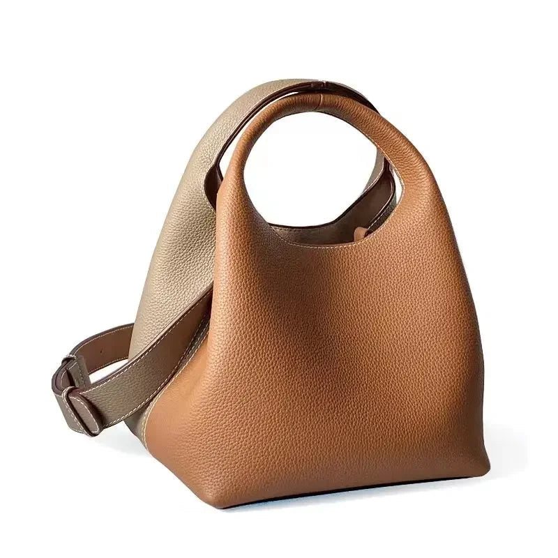 Sac Seau en Cuir de Vachette Naturel – Cabas Chic Femme MYNELIA