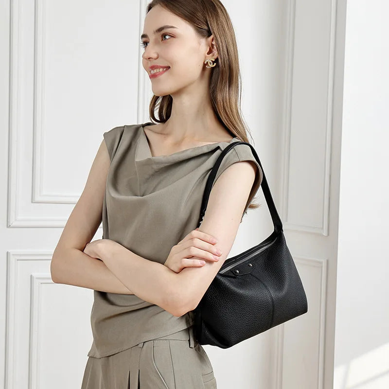 Sac à main Cuir Grainé Litchi | Bandoulière & Épaule Femme MYNELIA