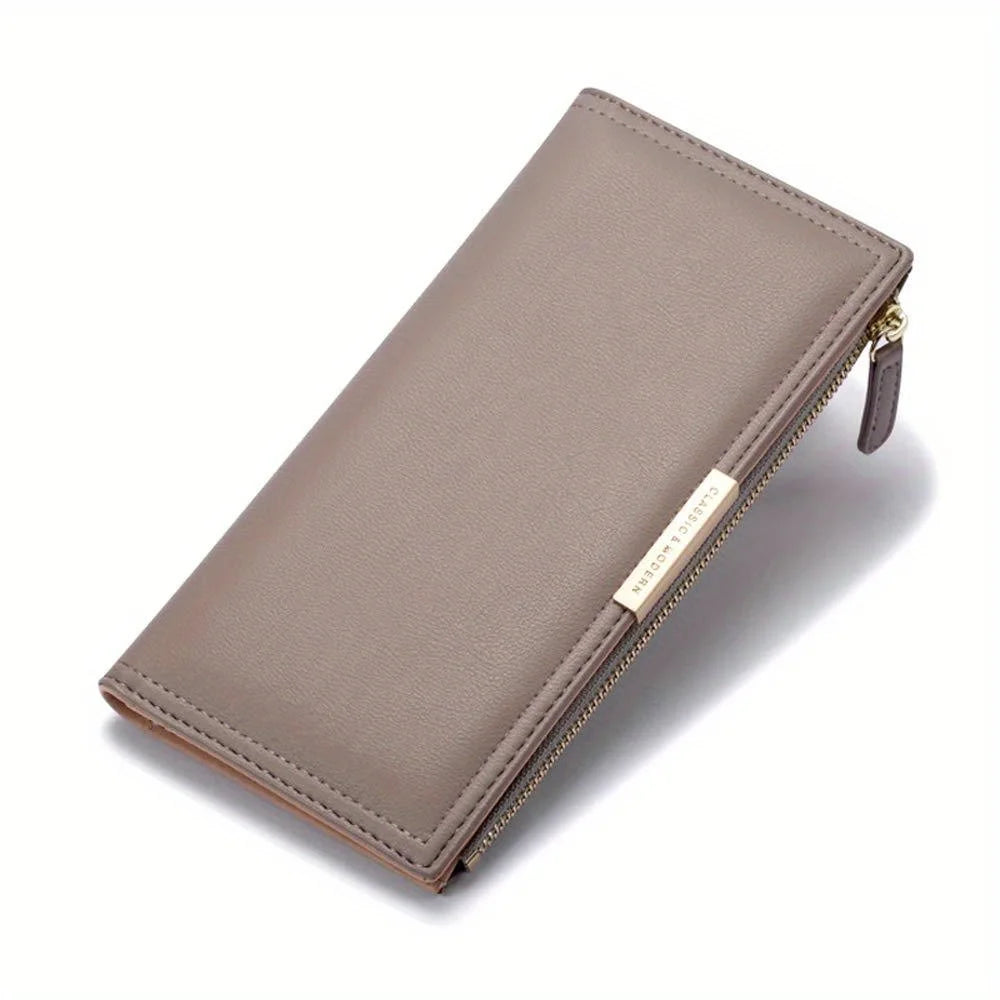 Ultra Slim Wallet For Women, RFID Blocking Credit Card Holder, Bifold Clutch Coin Zipper Travel Long Purse MYNELIA