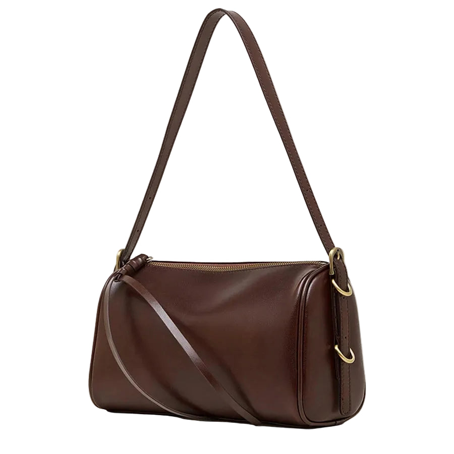 Sac bandoulière cuir véritable – Forme cylindrique souple