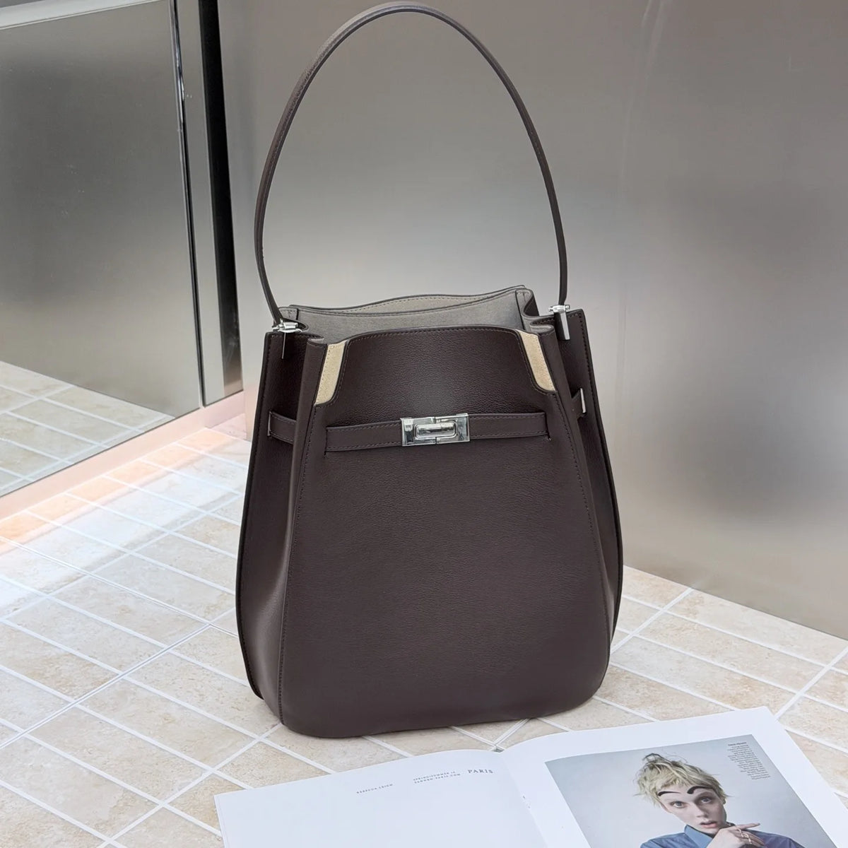 Sac Seau Cuir Véritable Doublure Cuir Hydrofuge