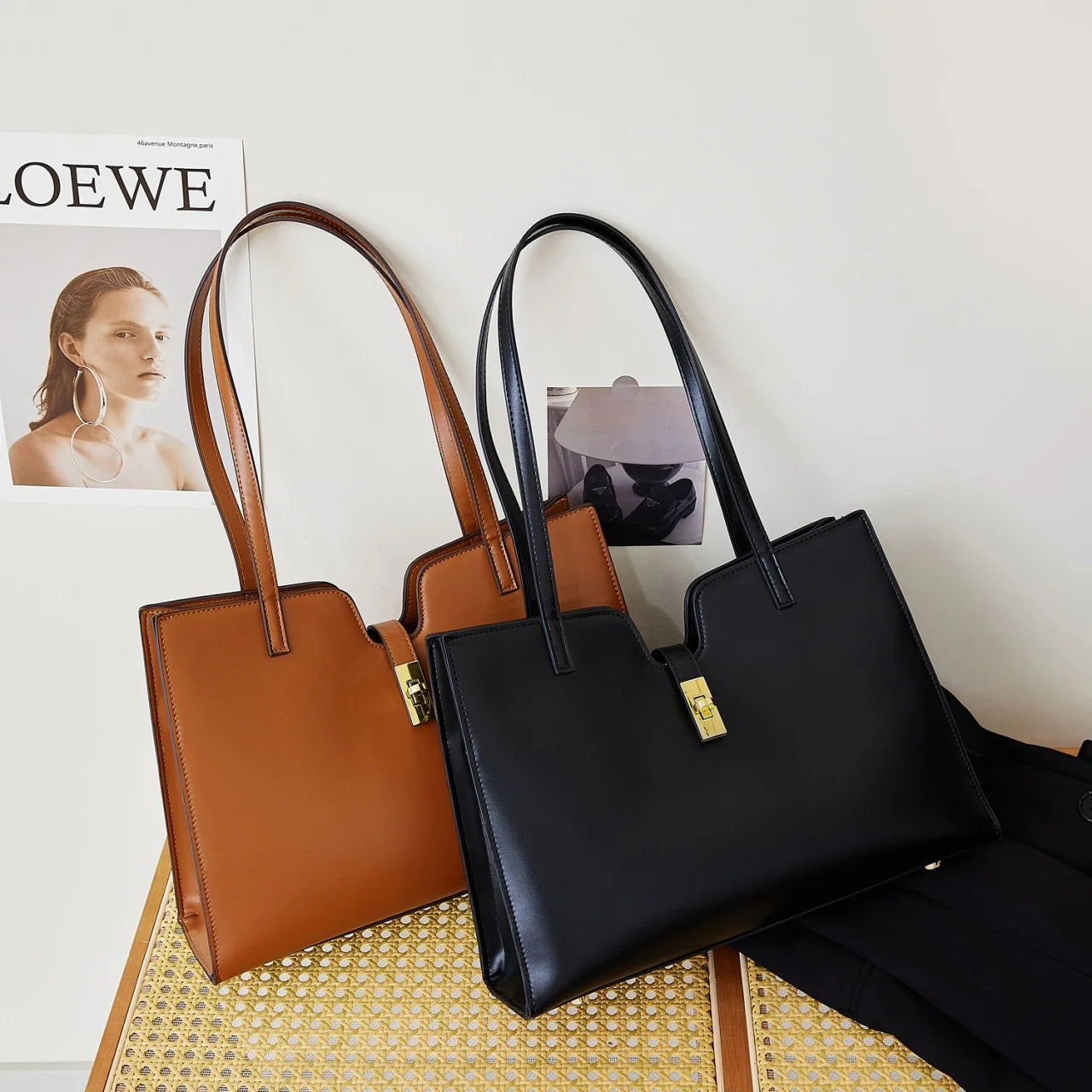 Sac à main cabas City-Grande capacité – Cuir PU MYNELIA