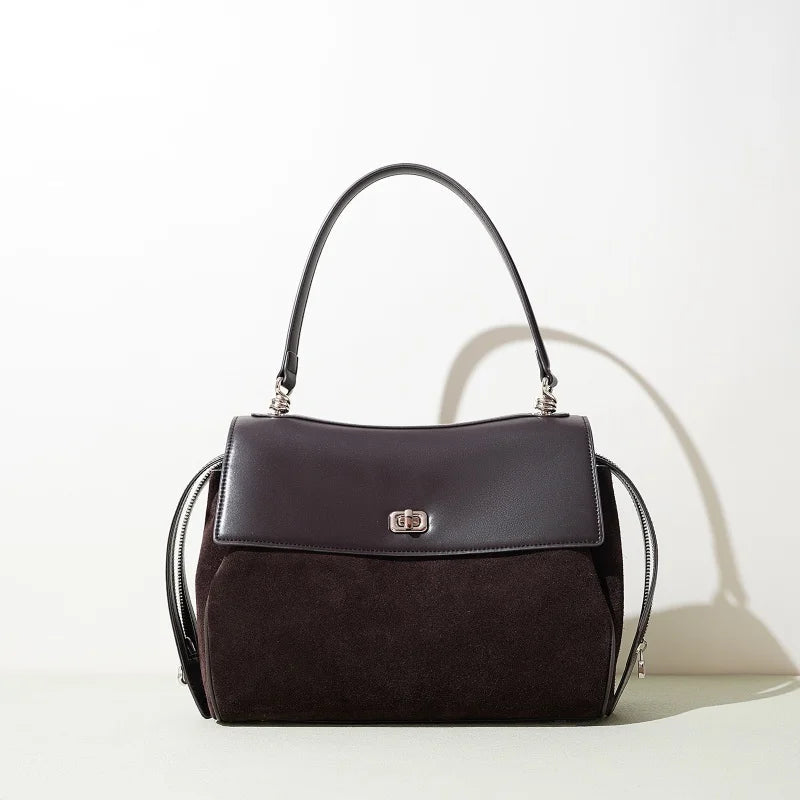Sac Tote en Cuir Suédé – Cabas Rétro Bandoulière Femme MYNELIA
