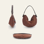 Sac à main demi-lune en daim avec rivets -Style rétro MYNELIA