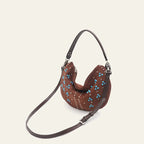 Sac à main demi-lune en daim avec rivets -Style rétro MYNELIA