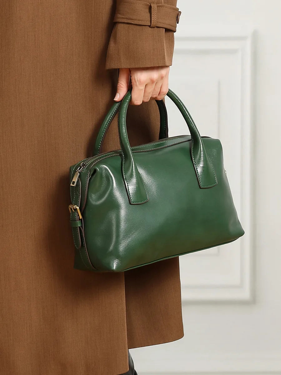 Sac bowling femme en cuir véritable – Style vintage
