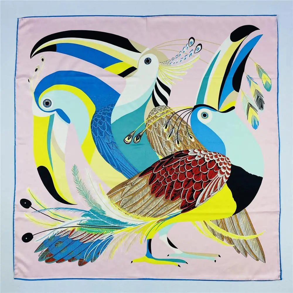 Foulard carré femme en soie imprimée – 90 × 90 cm