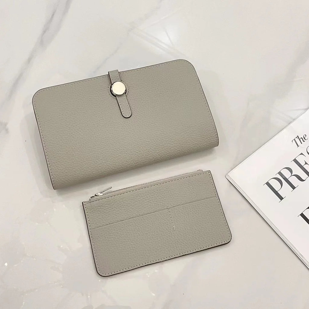 Echtleder-Portemonnaie für Herren und Damen, Luxus-Design, Rindsleder, kurze Geldbörse, Haspe, Damen-Mode, schlank, hochwertiges kleines Portemonnaie
