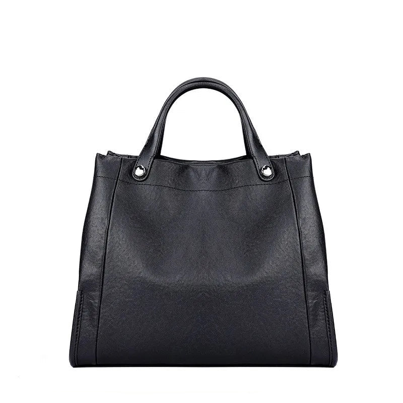 Sac cabas souple en cuir véritable à poches intérieures