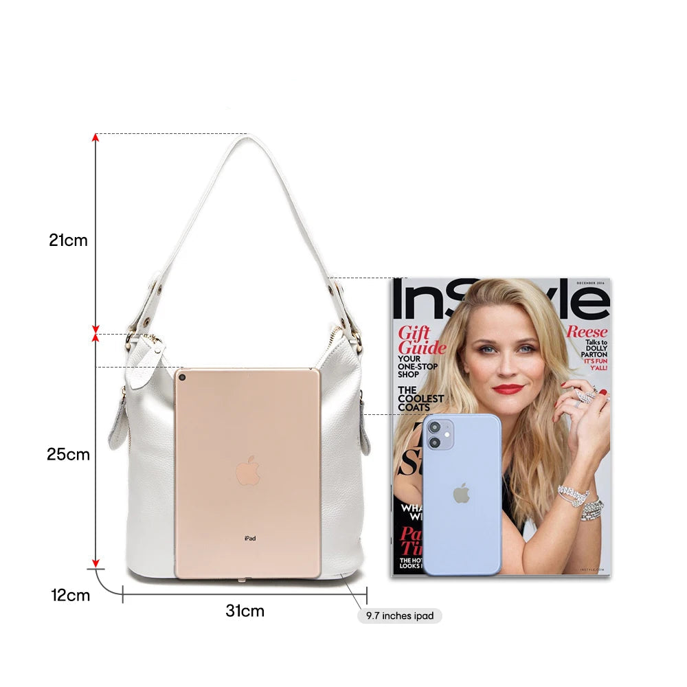 Sac hobo cuir véritable- Zippé bandoulière MYNELIA