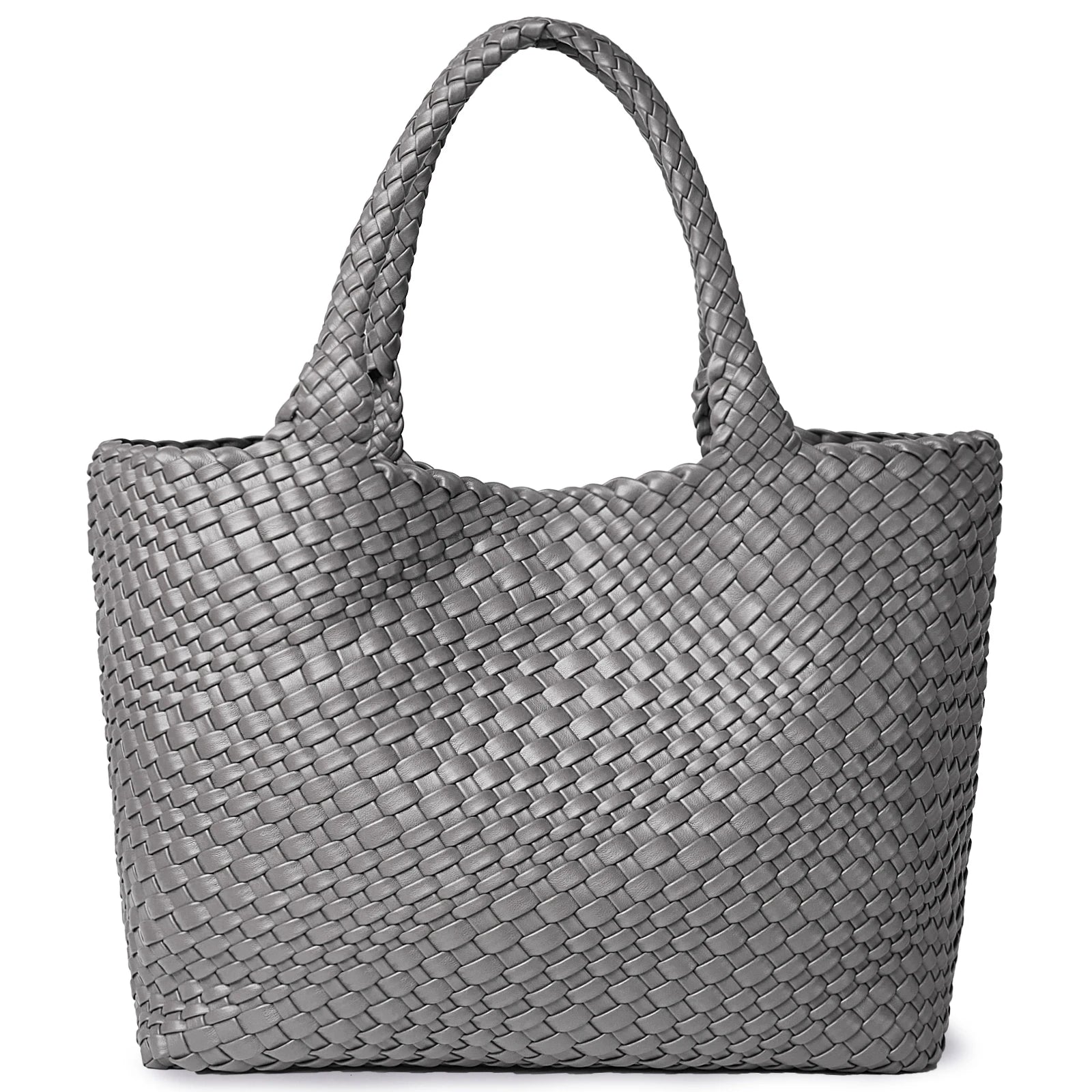 Sac Tote tressé en cuir PU vegan – Artisanal, Fermeture Hasp
