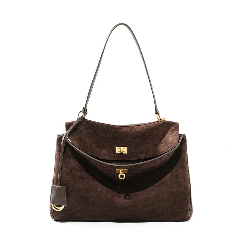 Sac à main cabas en daim cuir véritable -Grande capacité, Style Casual MYNELIA
