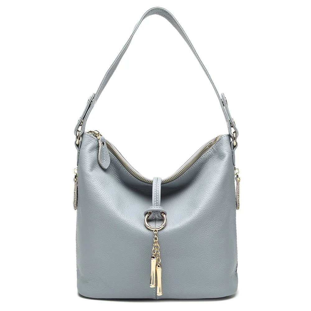 Sac hobo cuir véritable- Zippé bandoulière MYNELIA