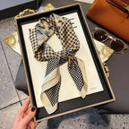 Fashion Luxury Brand 70cm Silk Square Scarf Women Satin Neck Tie Female Hair Bandana Headkerchief Shawl Wrap Hijab Echarpe MYNELIA