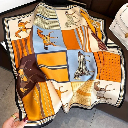 100% Mulberry Silk Scarf Women's Satin Multifunctional Square Scarf 90X90cm - Headband Hair Ribbon Neckerchief Bandana MYNELIA