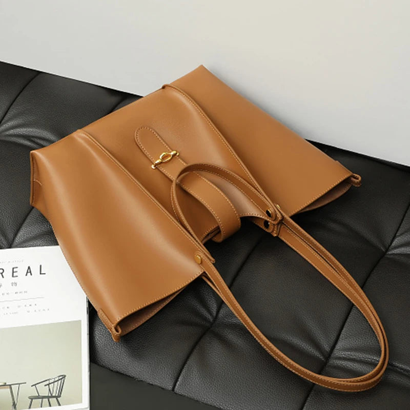 Sac Cabas en Cuir Véritable Grande Capacité – Modèle Haut de Gamme