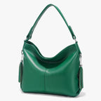 Zency Fashion Soft Real Genuine Leather Tassel Women's Handbag Ladies Shoulder Tote Messenger Hobo Bag Satchel Purple Green MYNELIA