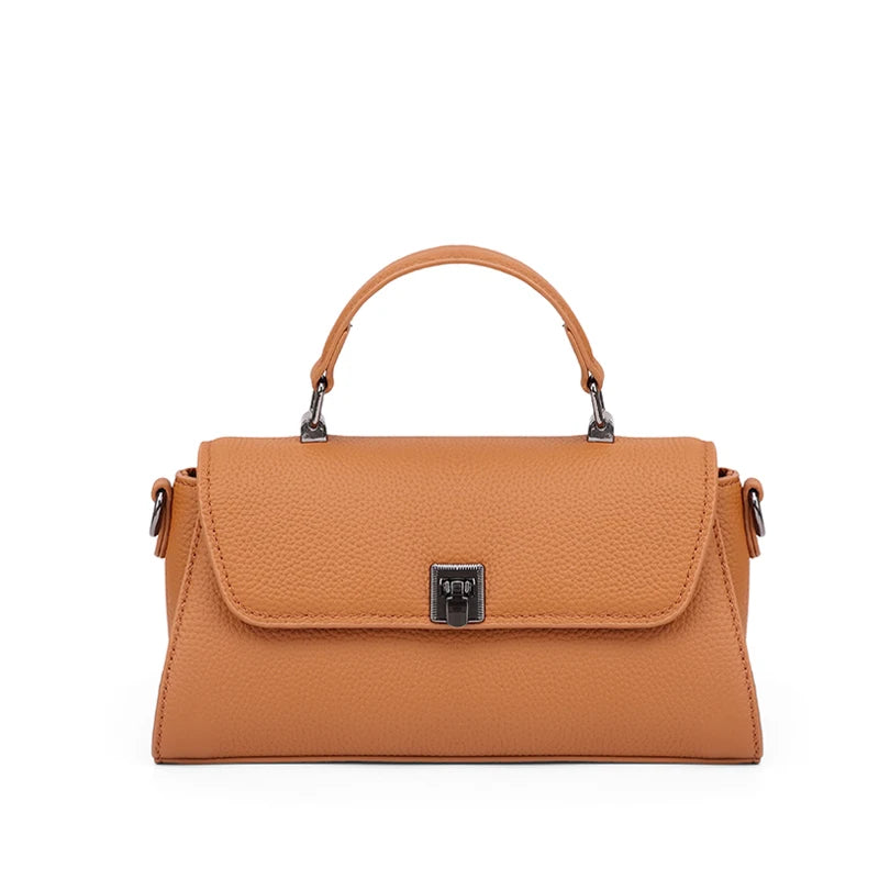 Sac à main en cuir grain Litchi Femme – Boucle Métal