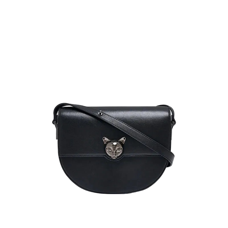Sac selle en cuir véritable – Cadenas décoratif,Poche rabat