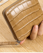 Portefeuille en cuir véritable – Motif alligator, protection RFID,8 compartiments