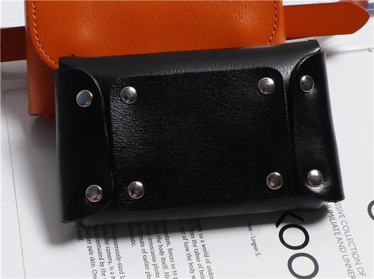 Ceinture cuir véritable avec pochette – Style Coréen Minimaliste