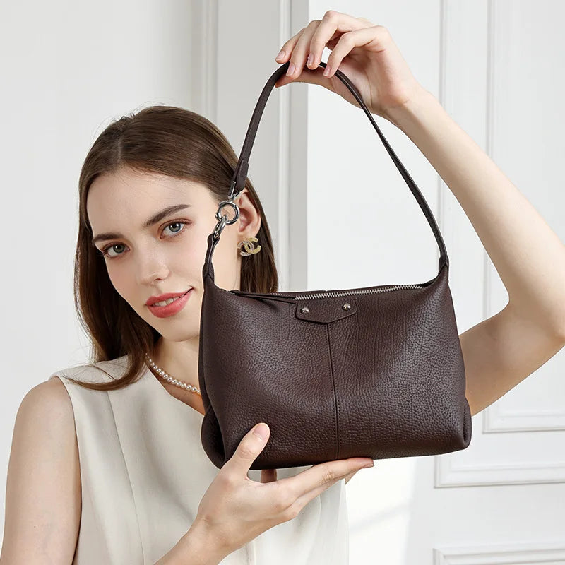 Sac à main Cuir Grainé Litchi | Bandoulière & Épaule Femme MYNELIA