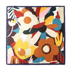 Foulard carré femme en polyester satiné – Motif floral 90 × 90 cm