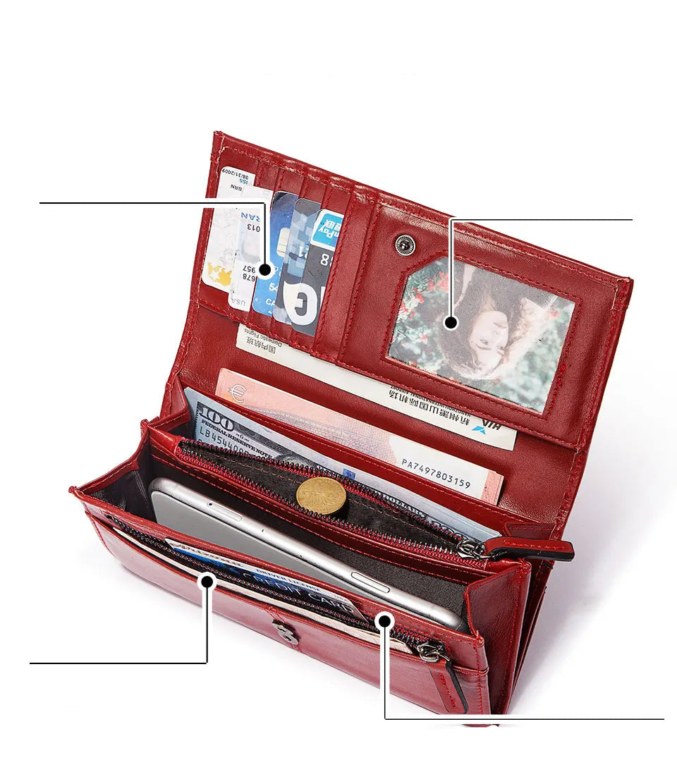 Portefeuille en cuir  véritable – Protection RFID, Grande capacité