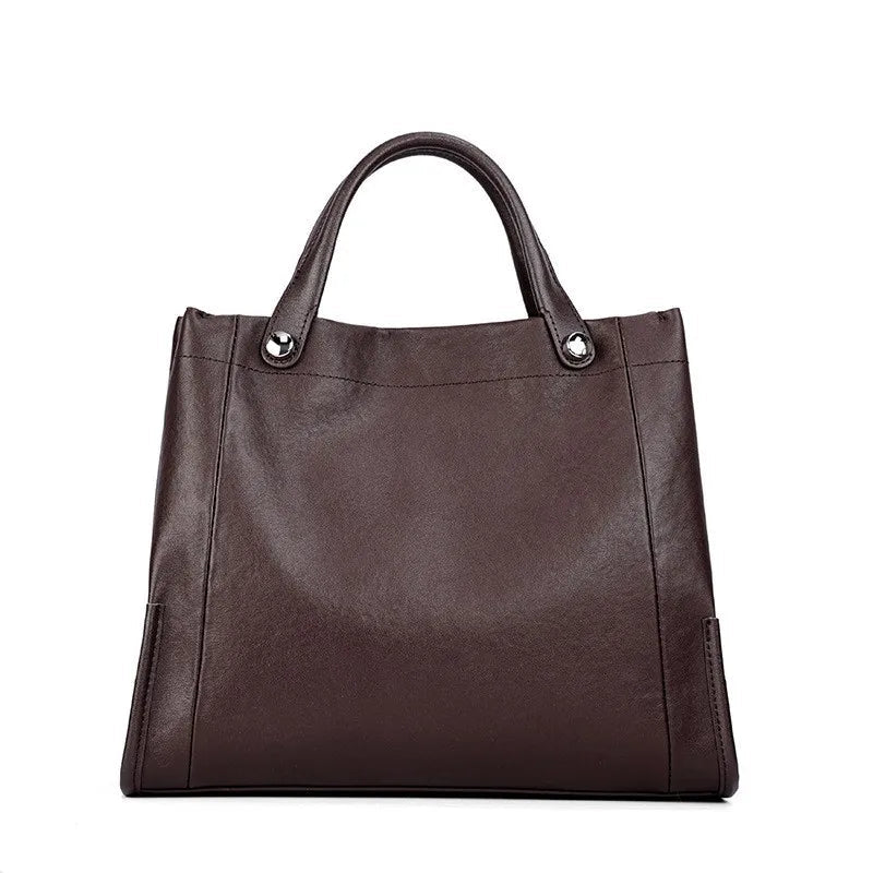 Sac cabas souple en cuir véritable à poches intérieures