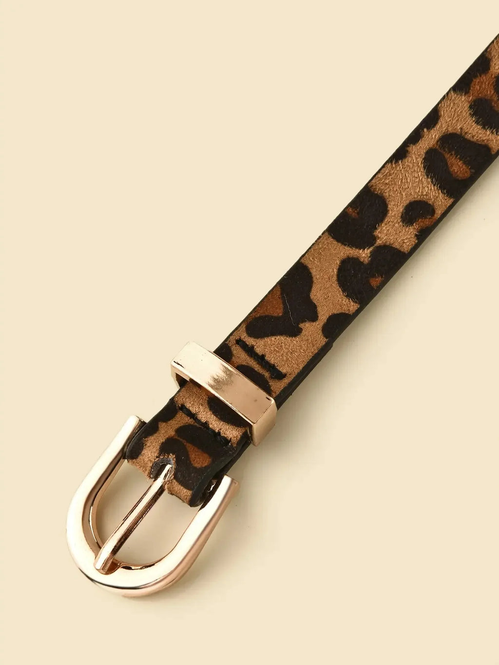 Retro Boho Stil Leopardenmuster Dünner PU-Gürtel - Schmaler Dekorationsgürtel für Damen Alltag & Party