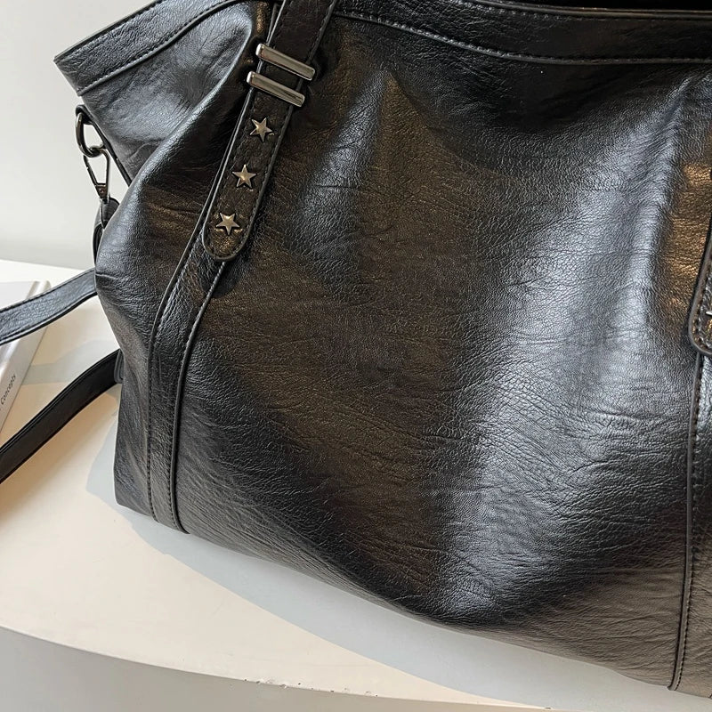Sac Tote en cuir PU souple – Style vintage, Grande capacité,Poches intérieures