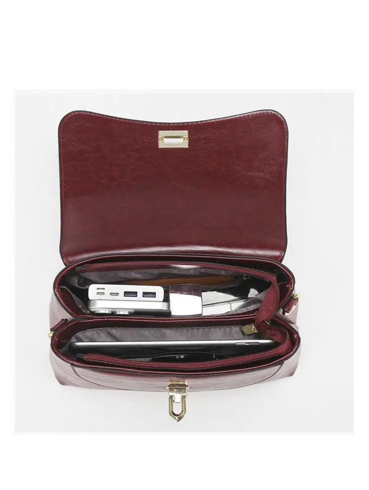 Sac en cuir PU Souple Urbain Lock Buckle Poche Épaule Croisé
