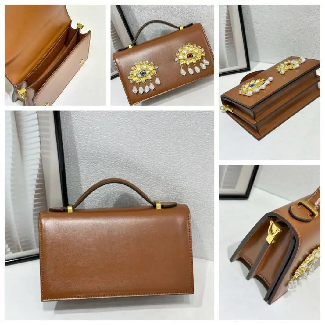 Sac bandoulière femme en simili cuir PU – Décor yeux 3D