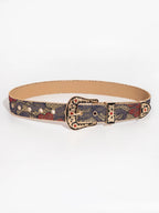 Ceinture femme en simili cuir PU à motif floral – Boucle ornée