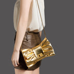 Pochette Clutch Chaînes Épaule Soirée Banquet Cérémonie – Beige Argent Bordeaux Doré