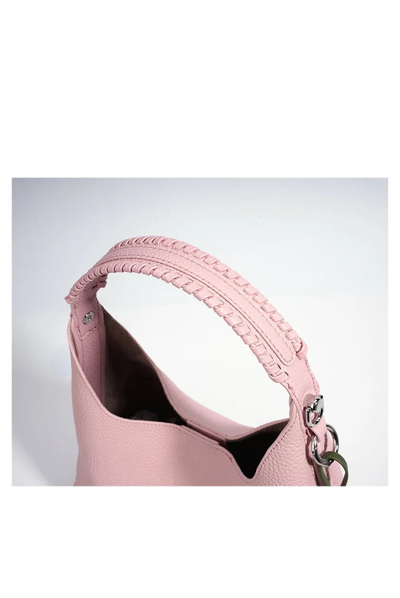 Sac bucket en cuir véritable grain supérieur – Style casual chic