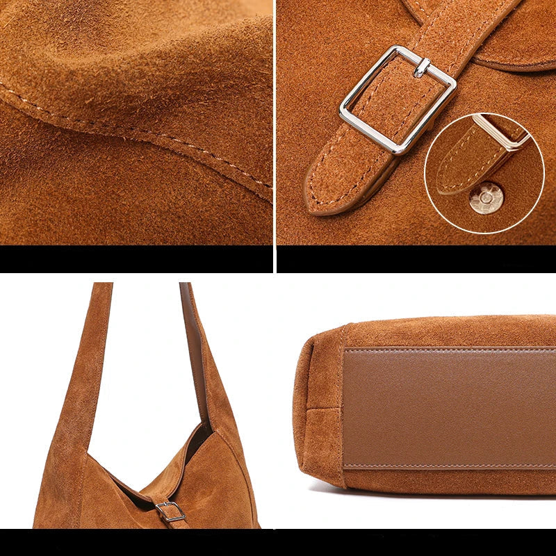 Sac bandoulière cuir suédé – Style Satchel Automne Hiver MYNELIA