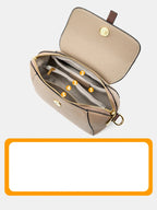 Sac bandoulière en cuir de vache véritable-Fermeture Zip & Finitions dorées MYNELIA