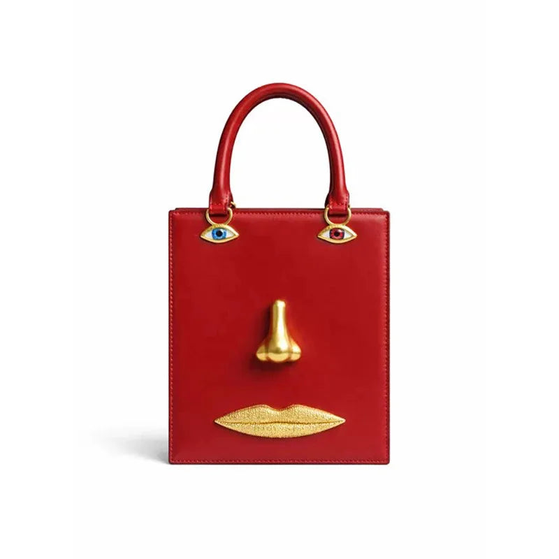 Sac bandoulière femme à visage décoratif et yeux bijoux