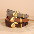 Ceinture femme suède boucle dorée – Style vintage
