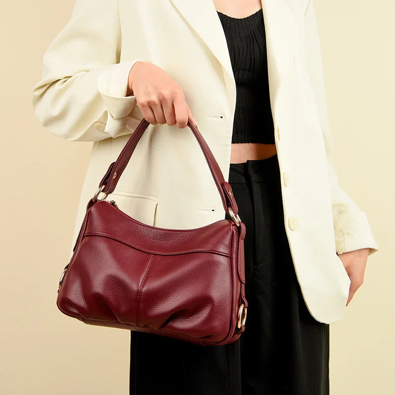 Sac à main en cuir véritable souple MYNELIA
